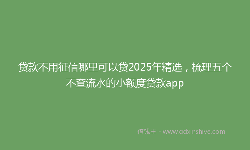 贷款不用征信哪里可以贷2025年精选，梳理五个不查流水的小额度贷款app