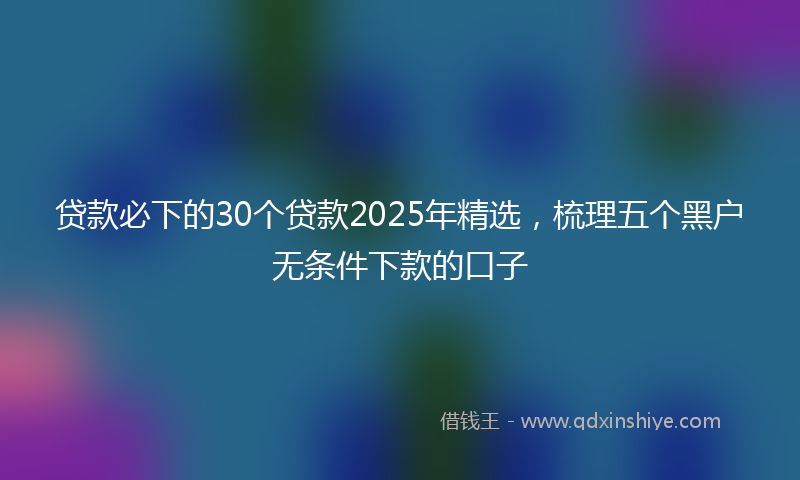 贷款必下的30个贷款2025年精选，梳理五个黑户无条件下款的口子