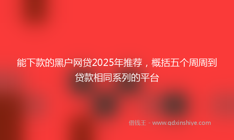 能下款的黑户网贷2025年推荐，概括五个周周到贷款相同系列的平台