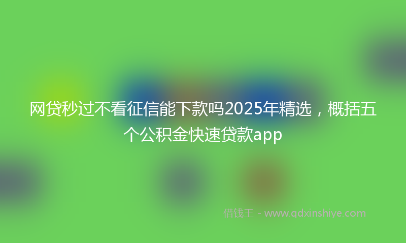 网贷秒过不看征信能下款吗2025年精选，概括五个公积金快速贷款app