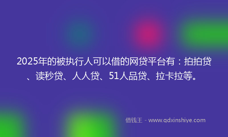 2025年的被执行人可以借的网贷平台有：拍拍贷、读秒贷、人人贷、51人品贷、拉卡拉等。