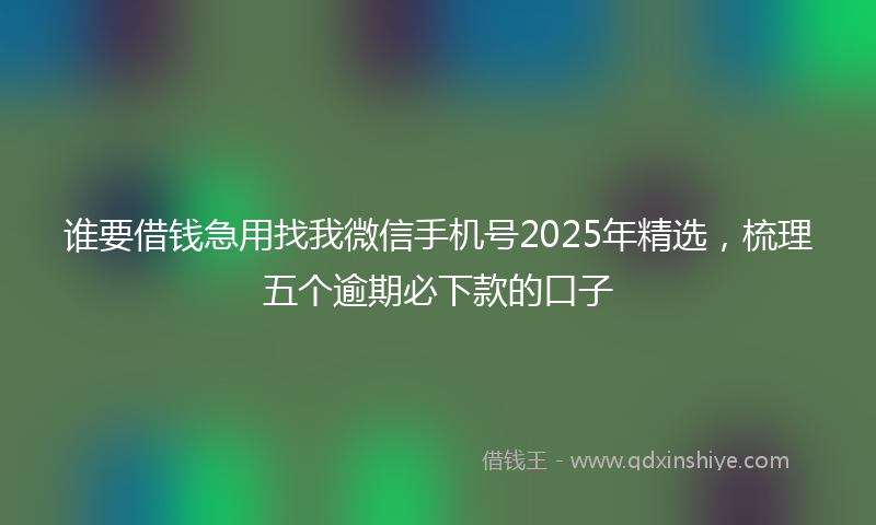谁要借钱急用找我微信手机号2025年精选，梳理五个逾期必下款的口子