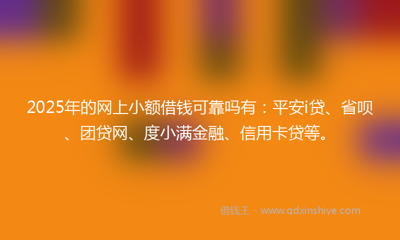 2025年的网上小额借钱可靠吗有：平安i贷、省呗、团贷网、度小满金融、信用卡贷等。
