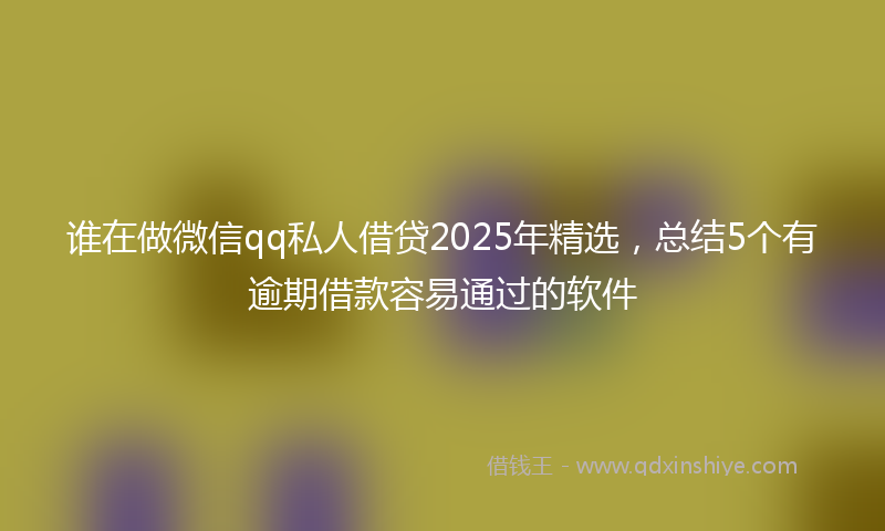 谁在做微信qq私人借贷2025年精选，总结5个有逾期借款容易通过的软件