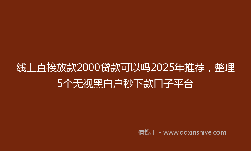 线上直接放款2000贷款可以吗2025年推荐，整理5个无视黑白户秒下款口子平台
