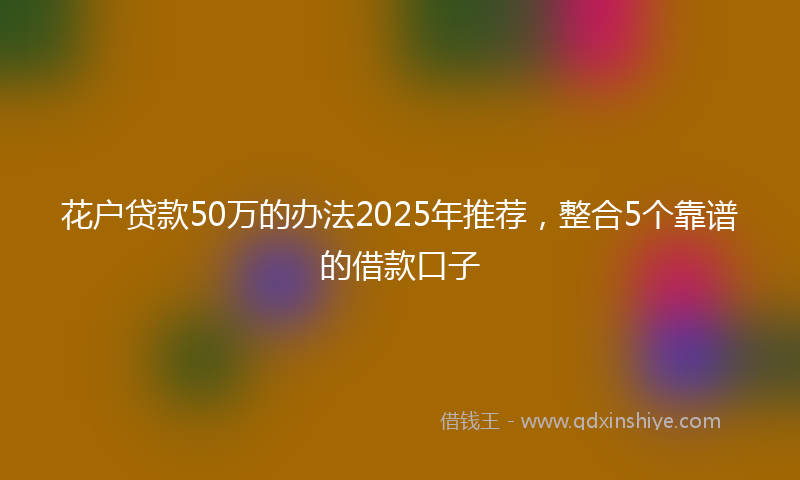 花户贷款50万的办法2025年推荐,整合5个靠谱的借款口子