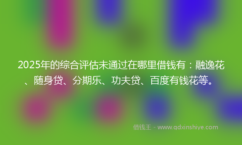 2025年的综合评估未通过在哪里借钱有：融逸花、随身贷、分期乐、功夫贷、百度有钱花等。