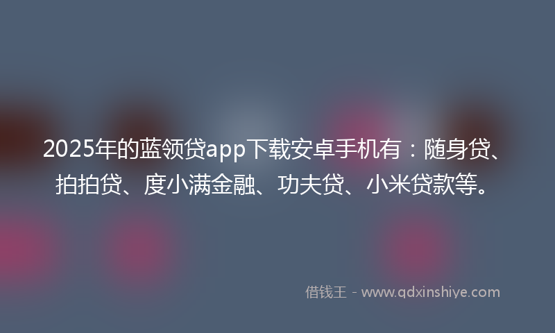2025年的蓝领贷app下载安卓手机有：随身贷、拍拍贷、度小满金融、功夫贷、小米贷款等。