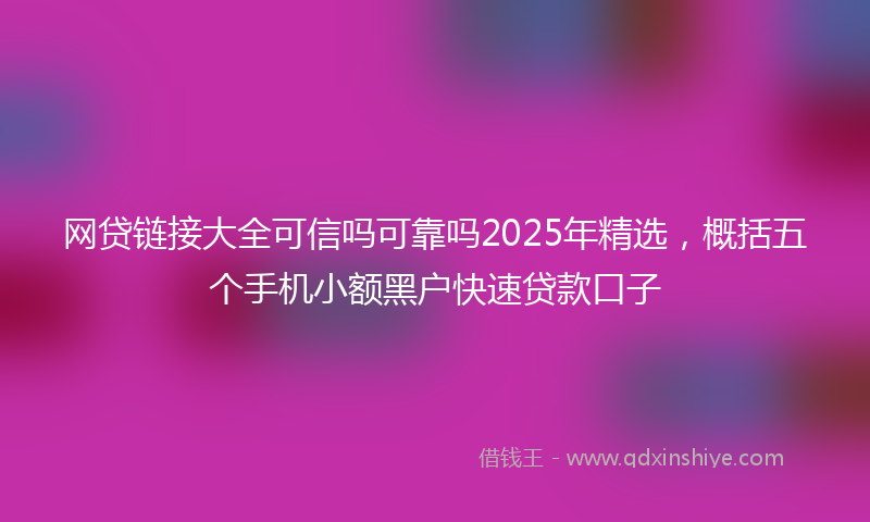 网贷链接大全可信吗可靠吗2025年精选，概括五个手机小额黑户快速贷款口子