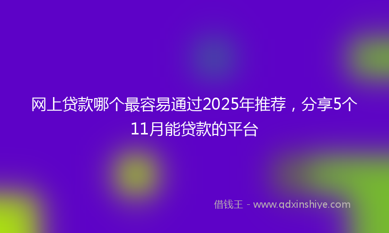 网上贷款哪个最容易通过2025年推荐，分享5个11月能贷款的平台