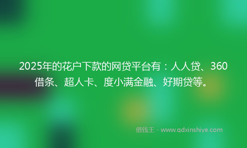 2025年的花户下款的网贷平台有：人人贷、360借条、超人卡、度小满金融、好期贷等。
