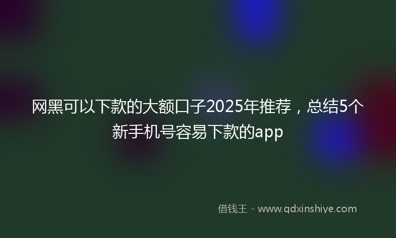 网黑可以下款的大额口子2025年推荐，总结5个新手机号容易下款的app