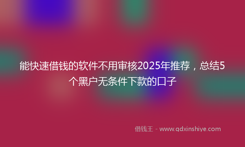 能快速借钱的软件不用审核2025年推荐，总结5个黑户无条件下款的口子