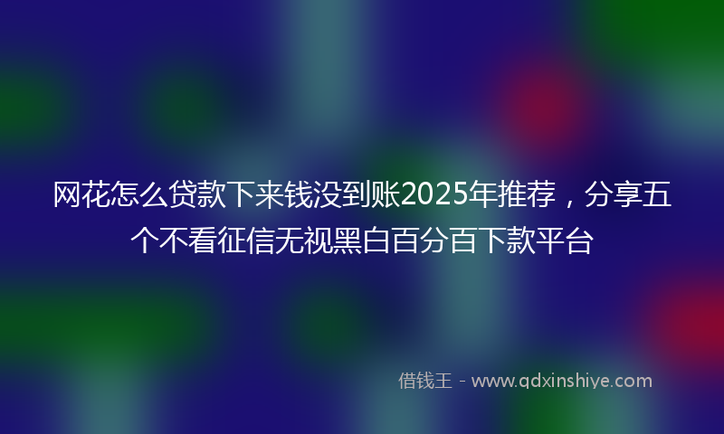 网花怎么贷款下来钱没到账2025年推荐，分享五个不看征信无视黑白百分百下款平台