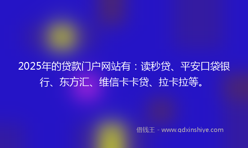 2025年的贷款门户网站有：读秒贷、平安口袋银行、东方汇、维信卡卡贷、拉卡拉等。
