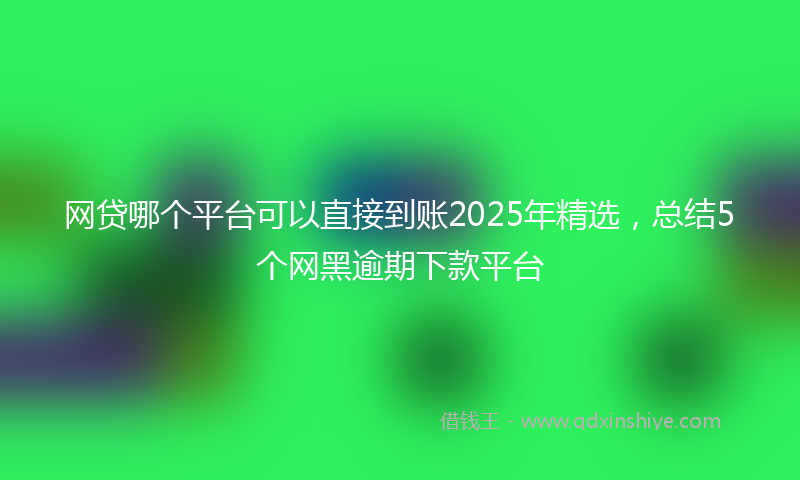 网贷哪个平台可以直接到账2025年精选，总结5个网黑逾期下款平台