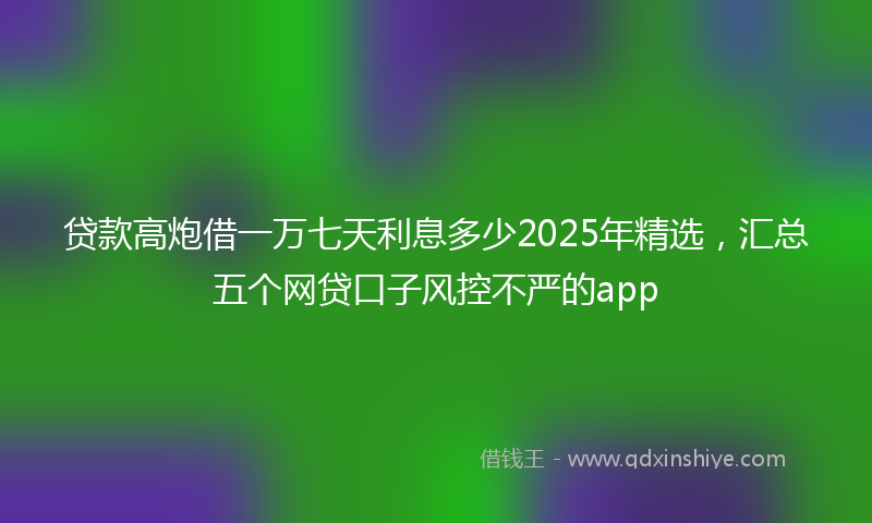 贷款高炮借一万七天利息多少2025年精选，汇总五个网贷口子风控不严的app