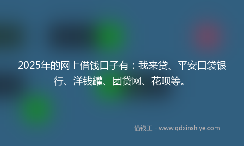 2025年的网上借钱口子有：我来贷、平安口袋银行、洋钱罐、团贷网、花呗等。