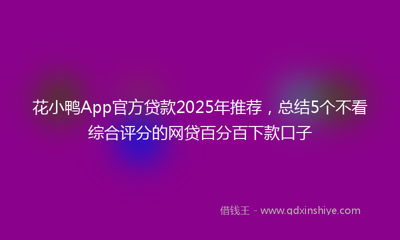 花小鸭App官方贷款2025年推荐，总结5个不看综合评分的网贷百分百下款口子
