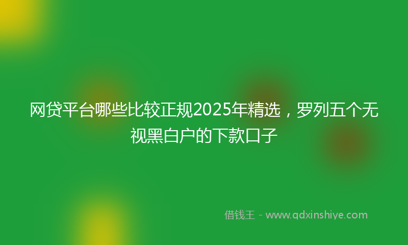 网贷平台哪些比较正规2025年精选，罗列五个无视黑白户的下款口子