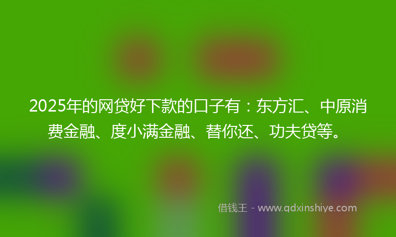 2025年的网贷好下款的口子有：东方汇、中原消费金融、度小满金融、替你还、功夫贷等。