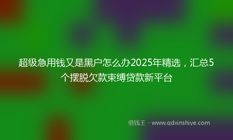 超级急用钱又是黑户怎么办2025年精选，汇总5个摆脱欠款束缚贷款新平台