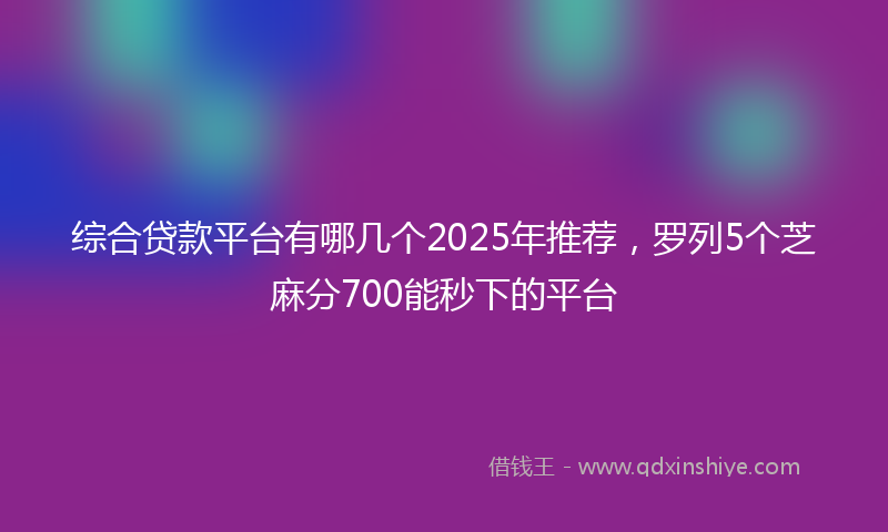 综合贷款平台有哪几个2025年推荐，罗列5个芝麻分700能秒下的平台