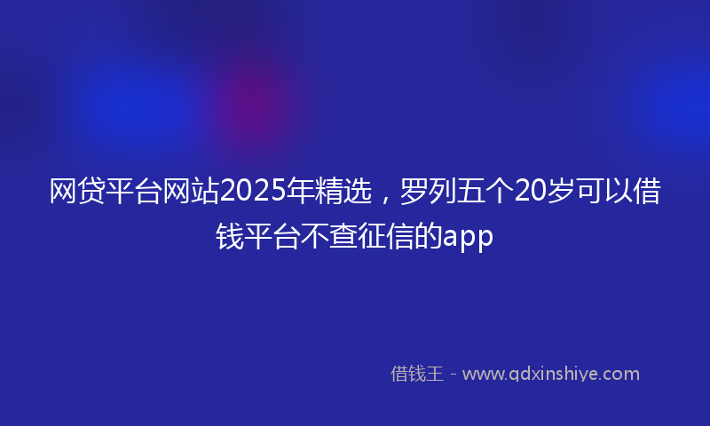 网贷平台网站2025年精选，罗列五个20岁可以借钱平台不查征信的app