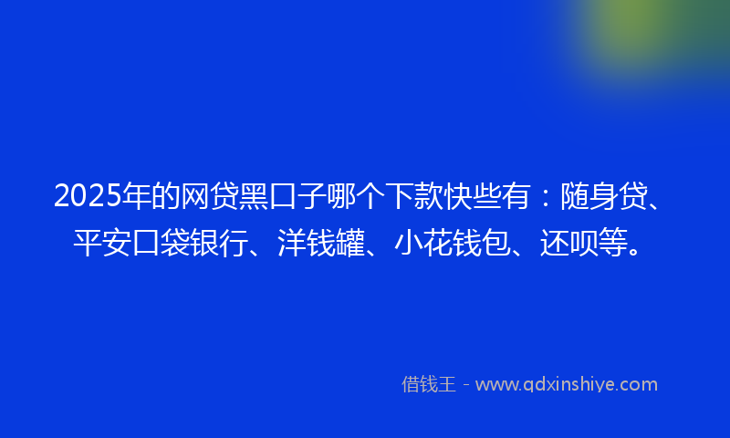 2025年的网贷黑口子哪个下款快些有：随身贷、平安口袋银行、洋钱罐、小花钱包、还呗等。