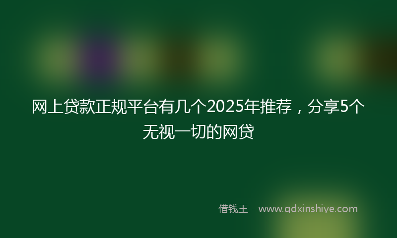 网上贷款正规平台有几个2025年推荐，分享5个无视一切的网贷