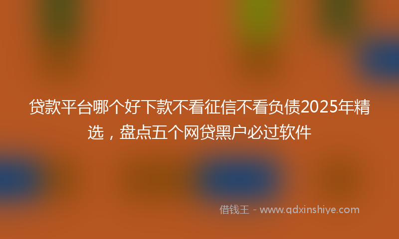 贷款平台哪个好下款不看征信不看负债2025年精选，盘点五个网贷黑户必过软件