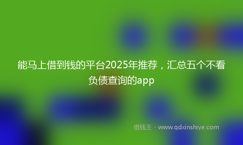 能马上借到钱的平台2025年推荐，汇总五个不看负债查询的app