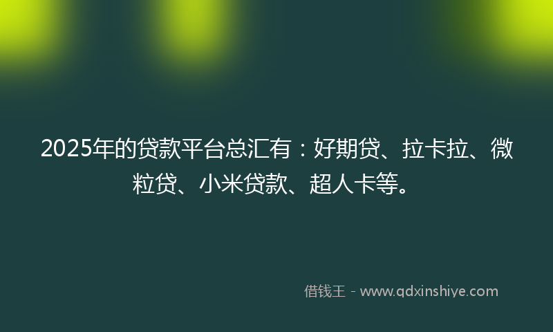 2025年的贷款平台总汇有：好期贷、拉卡拉、微粒贷、小米贷款、超人卡等。