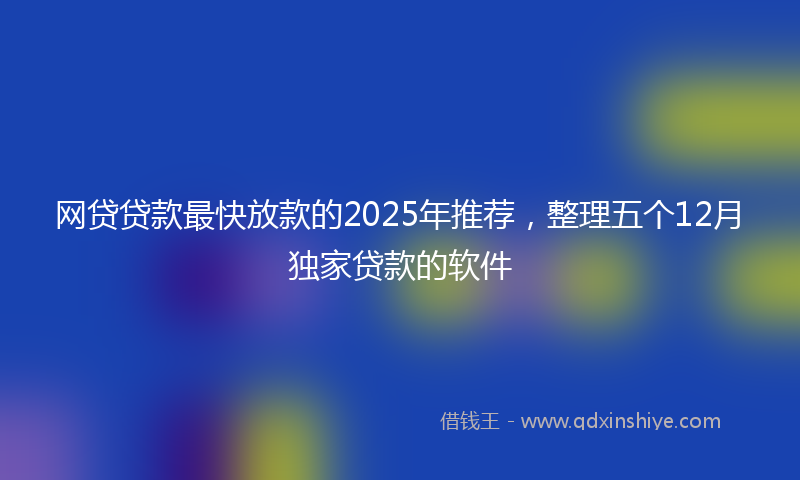 网贷贷款最快放款的2025年推荐，整理五个12月独家贷款的软件