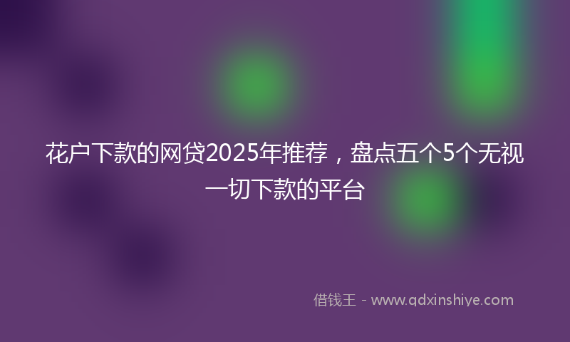 花户下款的网贷2025年推荐，盘点五个5个无视一切下款的平台