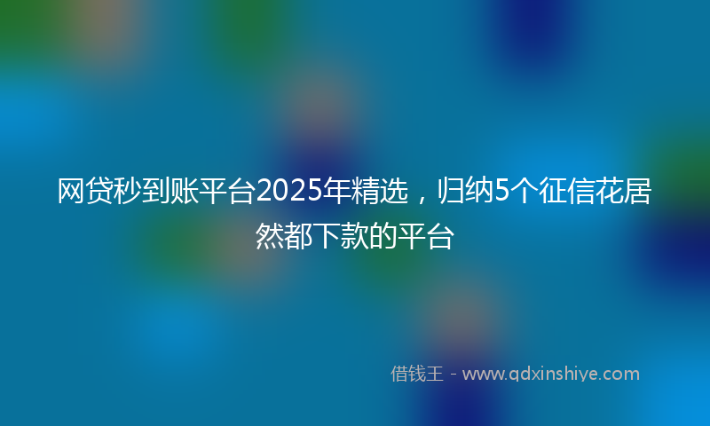 网贷秒到账平台2025年精选，归纳5个征信花居然都下款的平台