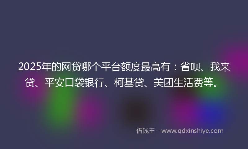 2025年的网贷哪个平台额度最高有：省呗、我来贷、平安口袋银行、柯基贷、美团生活费等。