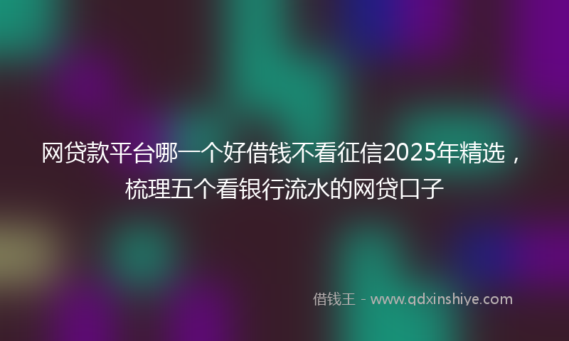 网贷款平台哪一个好借钱不看征信2025年精选，梳理五个看银行流水的网贷口子