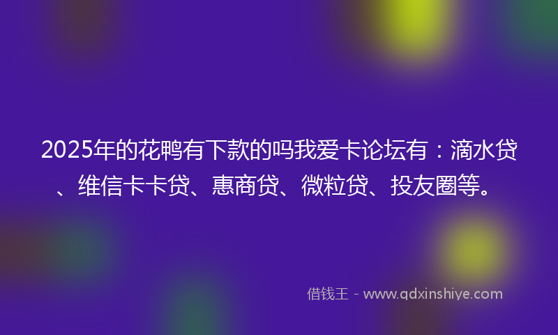 2025年的花鸭有下款的吗我爱卡论坛有：滴水贷、维信卡卡贷、惠商贷、微粒贷、投友圈等。
