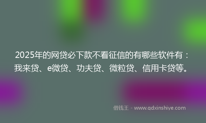 2025年的网贷必下款不看征信的有哪些软件有：我来贷、e微贷、功夫贷、微粒贷、信用卡贷等。