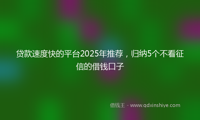 贷款速度快的平台2025年推荐，归纳5个不看征信的借钱口子