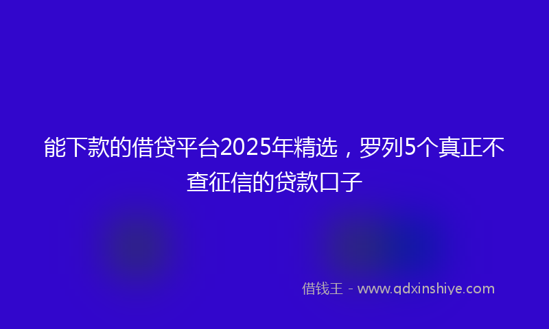 能下款的借贷平台2025年精选，罗列5个真正不查征信的贷款口子