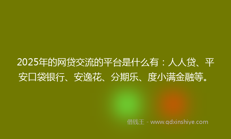 2025年的网贷交流的平台是什么有：人人贷、平安口袋银行、安逸花、分期乐、度小满金融等。