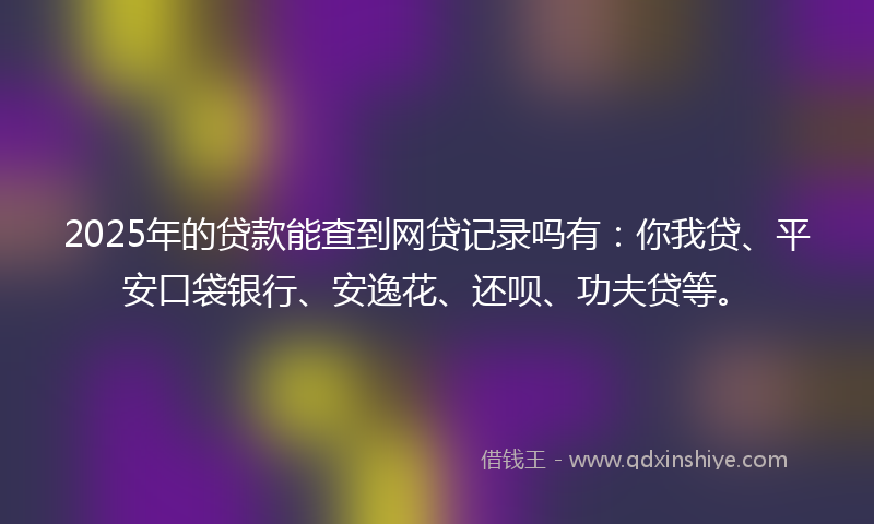 2025年的贷款能查到网贷记录吗有：你我贷、平安口袋银行、安逸花、还呗、功夫贷等。