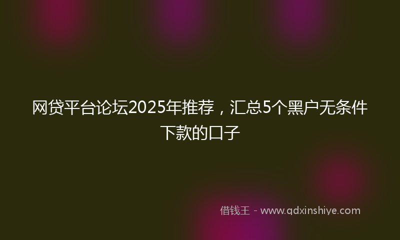 网贷平台论坛2025年推荐，汇总5个黑户无条件下款的口子