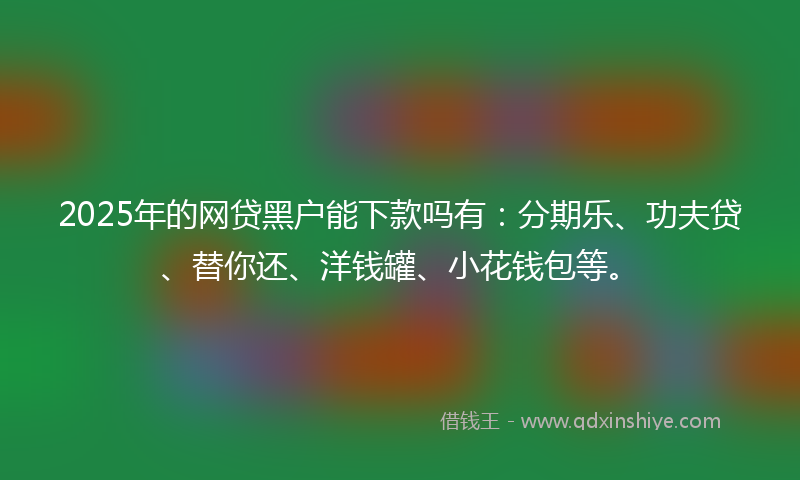 2025年的网贷黑户能下款吗有：分期乐、功夫贷、替你还、洋钱罐、小花钱包等。