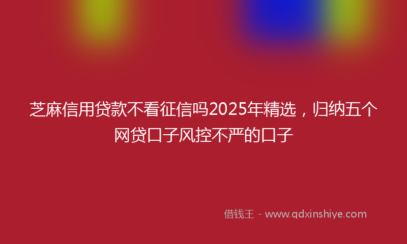 芝麻信用贷款不看征信吗2025年精选，归纳五个网贷口子风控不严的口子