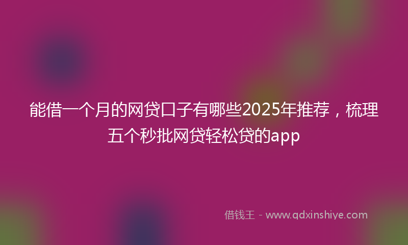 能借一个月的网贷口子有哪些2025年推荐，梳理五个秒批网贷轻松贷的app