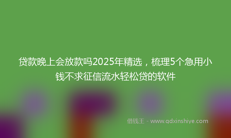 贷款晚上会放款吗2025年精选，梳理5个急用小钱不求征信流水轻松贷的软件