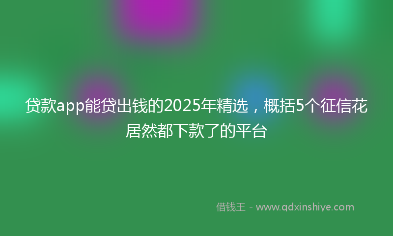 贷款app能贷出钱的2025年精选，概括5个征信花居然都下款了的平台